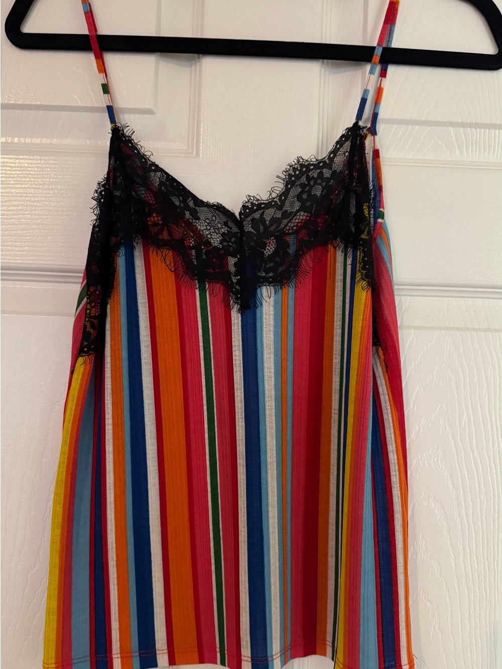 Zara Rainbow Striped Lace-Trim Camisole